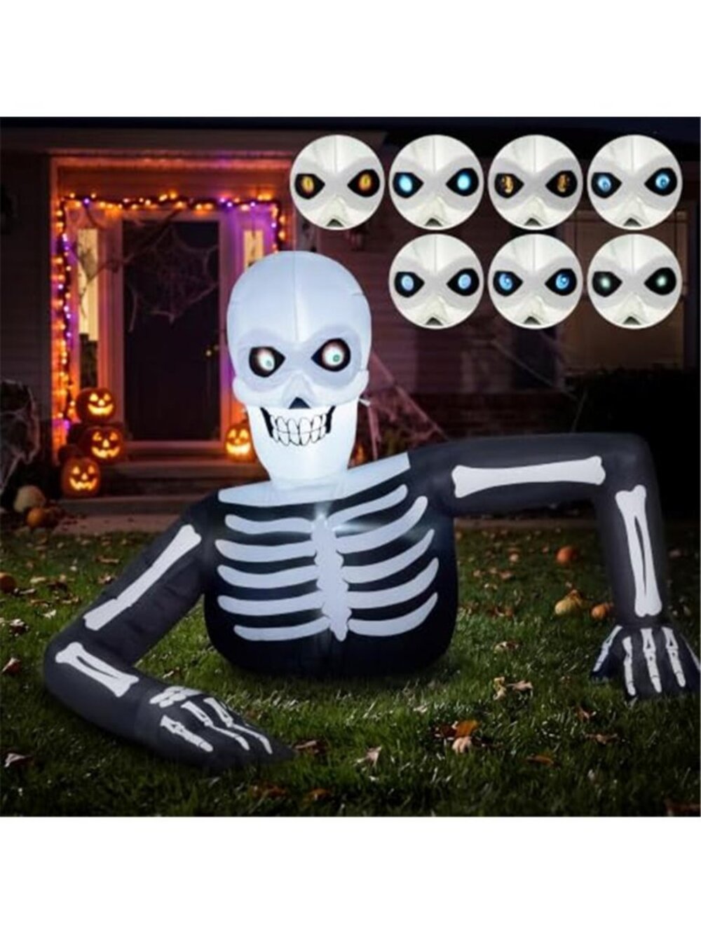 Joiedomi 5.5FT Long Halloween Skeleton Inflatable Decoration with LCD Eyes – 8
